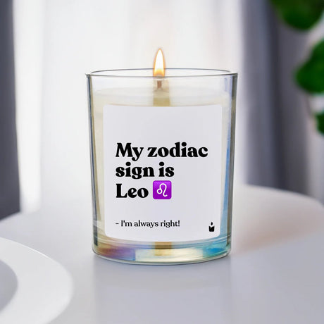Duftkerze Rainbow Woody My zodiac sign is Leo - I'm always right! von ChattyCandles