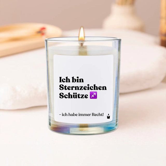 Duftkerze Rainbow Woody Ich bin Sternzeichen Schütze - ich habe immer Recht! von ChattyCandles