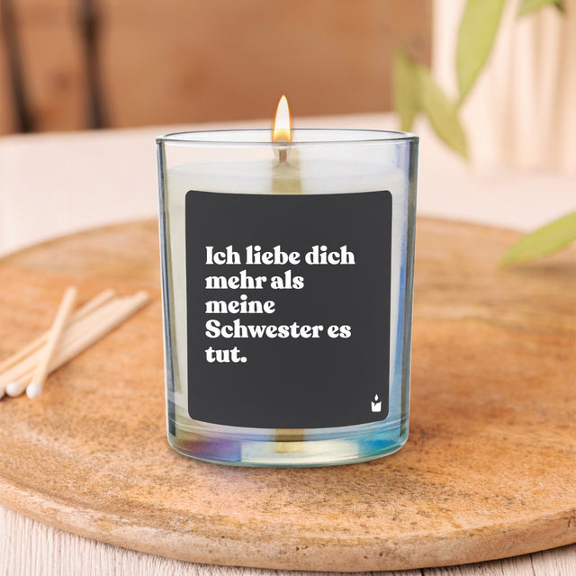 Duftkerze Rainbow Flowery Ich liebe dich mehr als meine Schwester es tut.